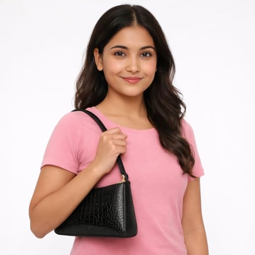 Image of Modern Chic Mart Crocodile Pattern Shoulder Handbag for Women, Lightweight, Trendy, Office and Casual Purse