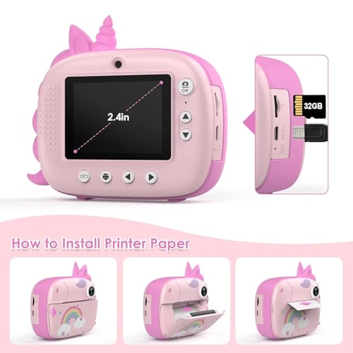 Image of Kids Instant Print Camera for Girls Boys 3-12 Years Old - Selfie Digital Camera with Print Paper, 32G Card, 2.5K Video, Color Pens for DIY - Fun Gift (CAM40)
