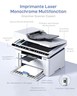 PANTUM BM2309AW Imprimante Laser Multifonction, Noir et Blanc, Impression, numérisation, Copie 3en1 avec ADF, WLAN &USB, A4, 20 ppm, Airprint/Mopria APP