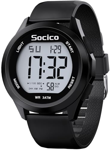 SOCICO Mens Digital Watch Sports Waterproof Outdoor Large Face Military Watches...