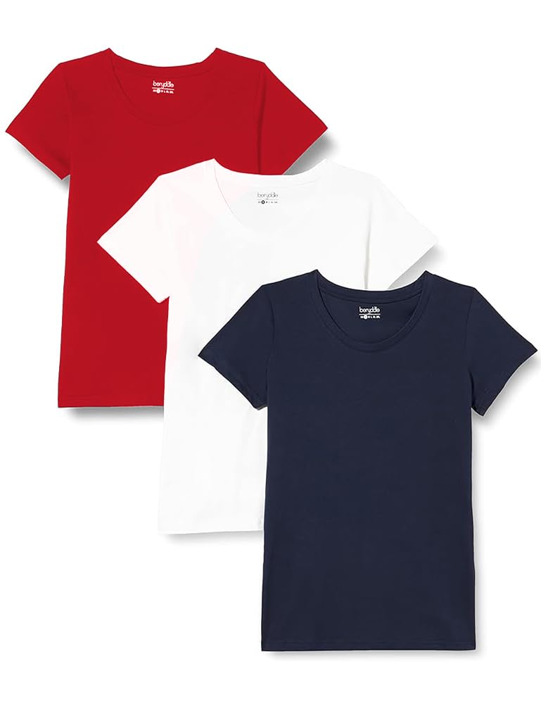 berydale Damen Bd157 T-Shirt, Weiß, Blau, Rot, M