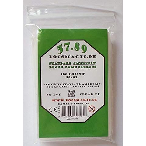 Docsmagic.de 100 Standard American Board Game Sleeves - 57 x 89 - US - 59 x 91 Cover