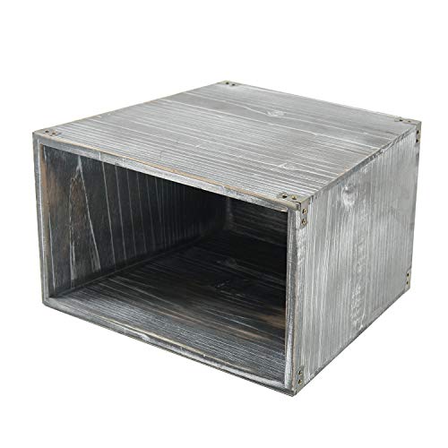Bote de basura rectangular de madera gris estilo rustico miniatura 4