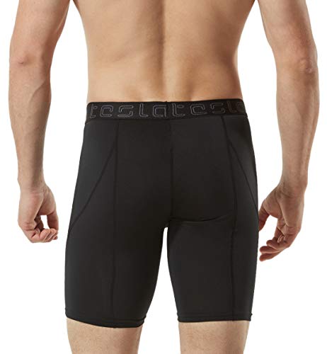 TSLA Men\'s Athletic Compression Shorts, Sports Performance Active Cool Dry Running Tights, Athletic(mus17) - Black, Large - Thumbnail 3
