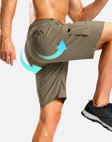 Image of Pudolla Men's Hiking Cargo Shorts with 5 Pockets Lightweight Casual Shorts