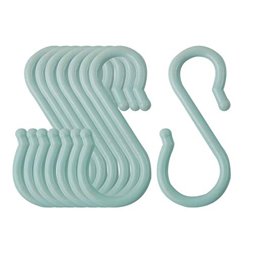 sourcing map 8 Pack S Shaped Hooks Plastic Hanger for Kitchen Bathroom Closet Holder Pots and Pans Cups Utensils Coats Towels Hanging Light Blue