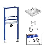 HGMBAD Bundel mit Geberit Vorwandelement Waschtisch Ideal Standard 60 cm Armatur Grohe als Komplettset