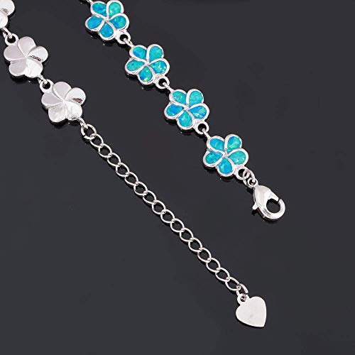 CiNily Adjustable Tennis Bracelet-Oval or Flower Shape White Gold/Sterling Silver Plated Opal Bracelet for Women Girls Gemstone Bracelets 5