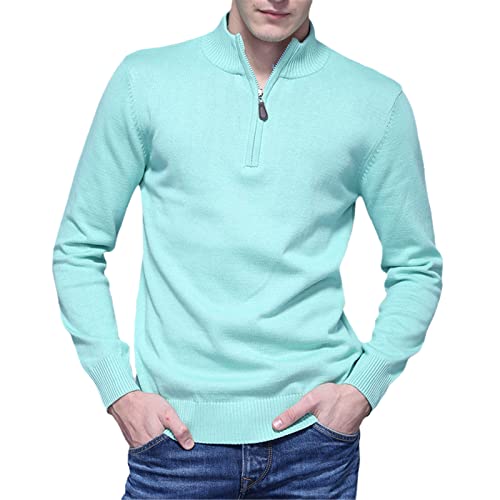 Pull homme coton tricoté Kelsiop : fini le froid de l'automne avec ce demi-zip vert