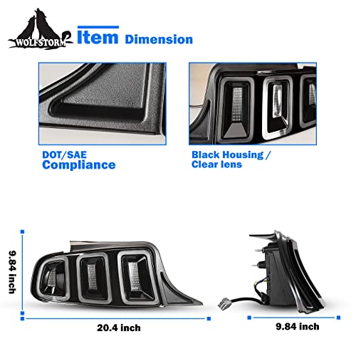 Wolfstorm Led Tail Light For 2010 2011 2012 2013 2014 Ford Mustang With Sequential Turn Signal Function Design,Daytime Running Light,2010-2014 Ford Mustang Led Tail Lamp Replacement Assembly,1 Pair #TOP2