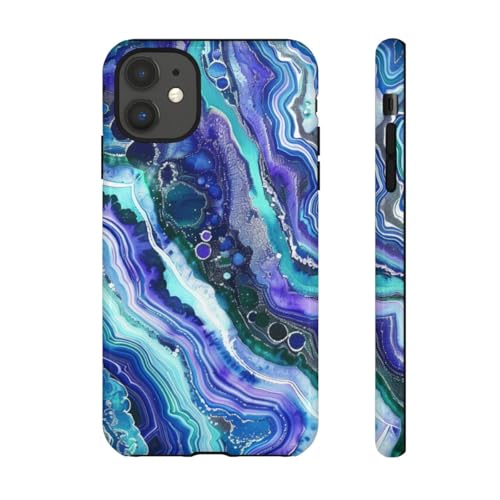 Coque rigide iPhone 11 anti-rayures motif géode tourbillon brillant