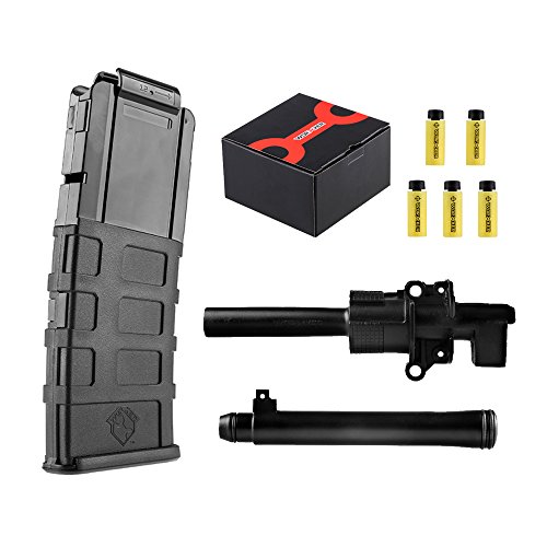 WORKER Mod Upgrade Tube Kit with 12 Darts Magazines Clip and 50pcs 36mm Darts for Nerf Retaliator Color Black