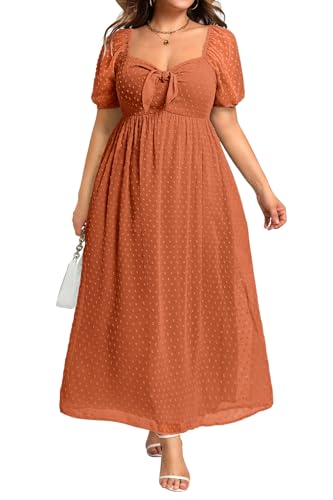 Plus Size Summer Dress - 2025 Graduation Beach Wedding Guest Tie Front Maxi Sundress