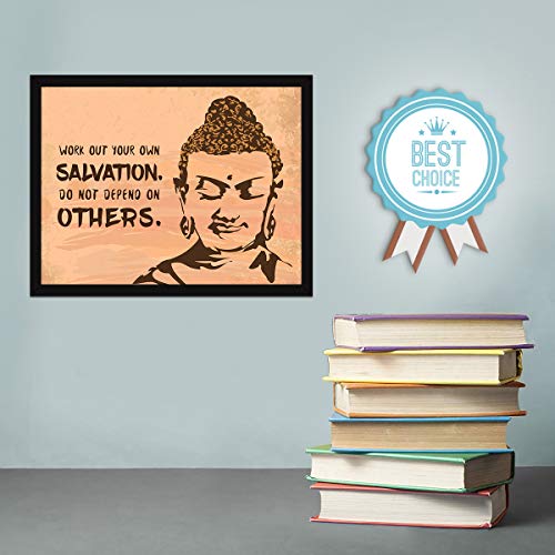 Image of Chaka Chaundh - buddha quotes wall frames - Buddha frame with quotes for home & office - inspirational Motivational Gautam - (14 X 11 Inches) (buddha - Brown - single - framed - poster)