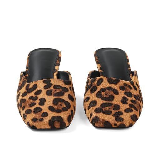 Women's Black Mules Block Kitten Heels Closed Square Toe Slip On Slingback Casual Dress Shoes4