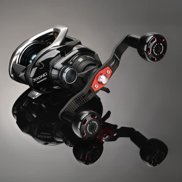 Fishing Reels Crank Carbon Fiber with Aluminum Knob, Compatible with Shimano Curado 200E/300E/DC,SLX DC,Calcutta B, Calcutta Conquest, Antares, Scorpion DC,Tranx Baitcast Reel Handle,Replacement Sports & Outdoors