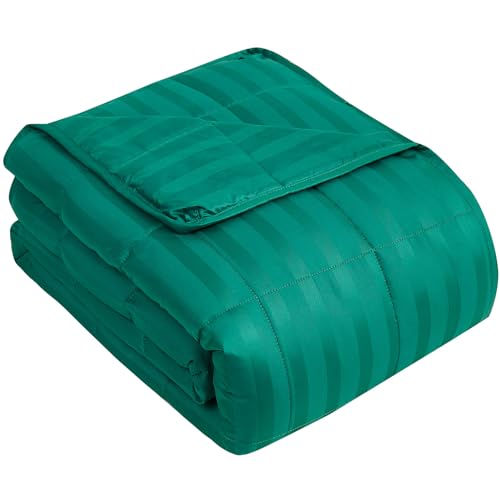 Image of King Size Weighted Blanket for Adults (20 lbs, 80 inch x 87 inch, Glossy green Stripes) Heavy Blanket for Sleeping Perfect for 190-210 lbs, Breathable Blanket for Adults & Couple All Season, Machine Washable
