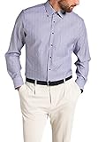 eterna Langarm Hemd Modern Fit Twill Gestreift, Marine/Weiss, W43 Langarm