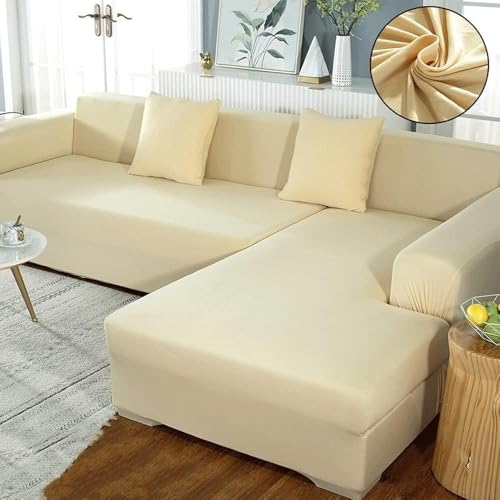 Housse de canapé d'angle en L imperméable et extensible de 1 à 5 places