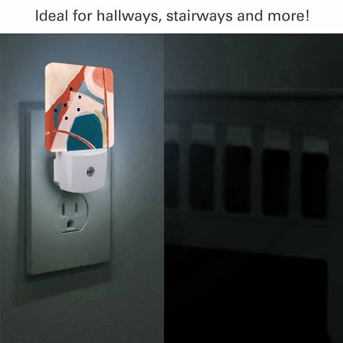 Image of LED Night Light,Abstract Creative Pattern LED Night Light Plug into Wall with Dusk to Dawn Light Sensor White Energy Efficient Nightlight for Bedroom Bathroom Hallway Living Room Kitchen