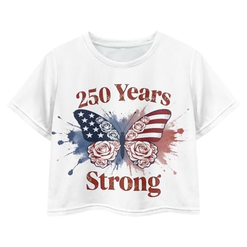 Image of Kids Crop Top Short Sleeve T-Shirts for Girls Size 5-14