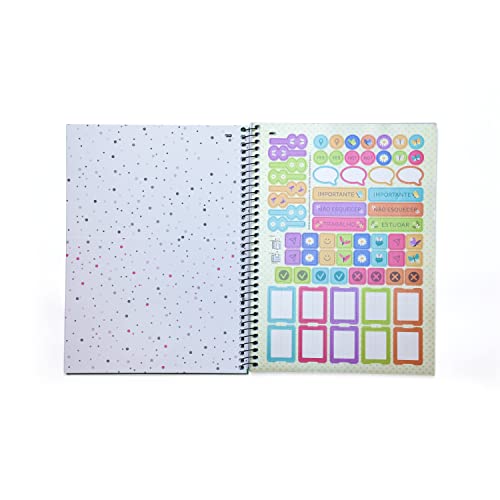Caderno Espiral Jandaia 1 Mat 80Fls Flower Power Amarela