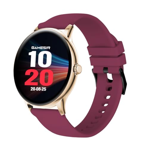 Image of GameSir Glavito Round Dial Smartwatch with 1.49 inch AMOLED Display, 100+ Sports Modes, IP67, Bluetooth Calling, Functional Crown Control, Health Tracking, 100+ Watch Faces for Men & Women (Maroon)