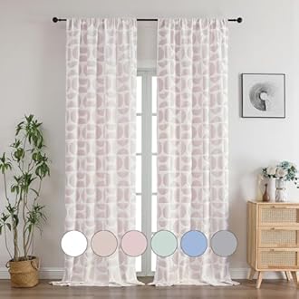 Aiyufeng Long Pink Curtains 96 Inches Long 2 Panels Set, Soft Airy Light Filtering 3D Embossed Textured Living Room Curtains, Modern Rod Pocket Curtains for Bedroom, 38" Wx96 L Inch