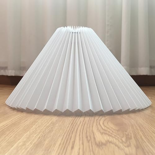 wangpengkai E27 Large Pleated Lamp Shade, Scalloped Lampshades for Pendant Lights Replacement Lamp Shades/Arc Floor Lamp/Table Lamp/E27/E26 Lamp Holder Arched Lamp- White, 14