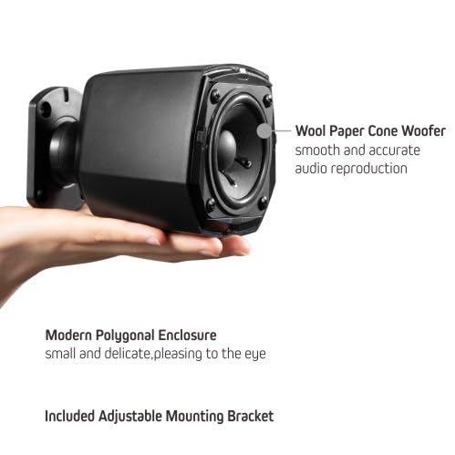 Image of Mini Cube 3 inch Swivel Speaker - 40W Each (Amp Needed), 8 Ohm, Wired, Wall Mountable with Bracket, High-Volume Surround Sound for Home Theatre, Office, Restaurant, Retail - Black