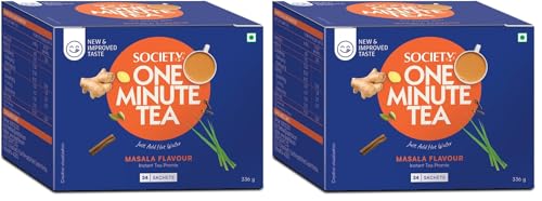 Image of Society One Minute Tea | Pack of 48 | Travel Pack | Masala Tea | 336 g | Strong blend | Made with Indian spices | Pack of 1