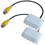 AYECEHI Backup Rear View Camera Video Harness RCA Plug Adapter Cable for 2007-2017 Jeep Dodge 2009-2012 Chrysler 2007-2016 Reverse Rear View Camera Input Cable RCA to OEM Stereo Display Adapter