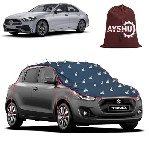 Image of AYSHU Water-Resistant Spike Car Cover for Mercedes Benz C-Class C 200 - Protects from Dogs, Monkeys, Dust, Sunlight & UV - Full Roof Universal Fit