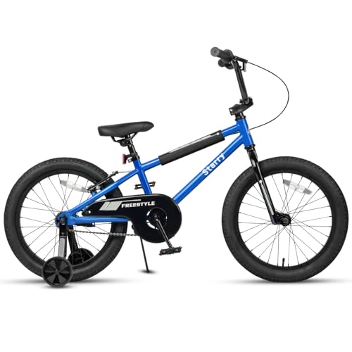 Image of 12 14 16 18 Inch Kids Bike BMX Style Bicycle with Training Wheels Coaster Brake for 2-10 Years Old Toddlers Boys Girls Multiple Colors