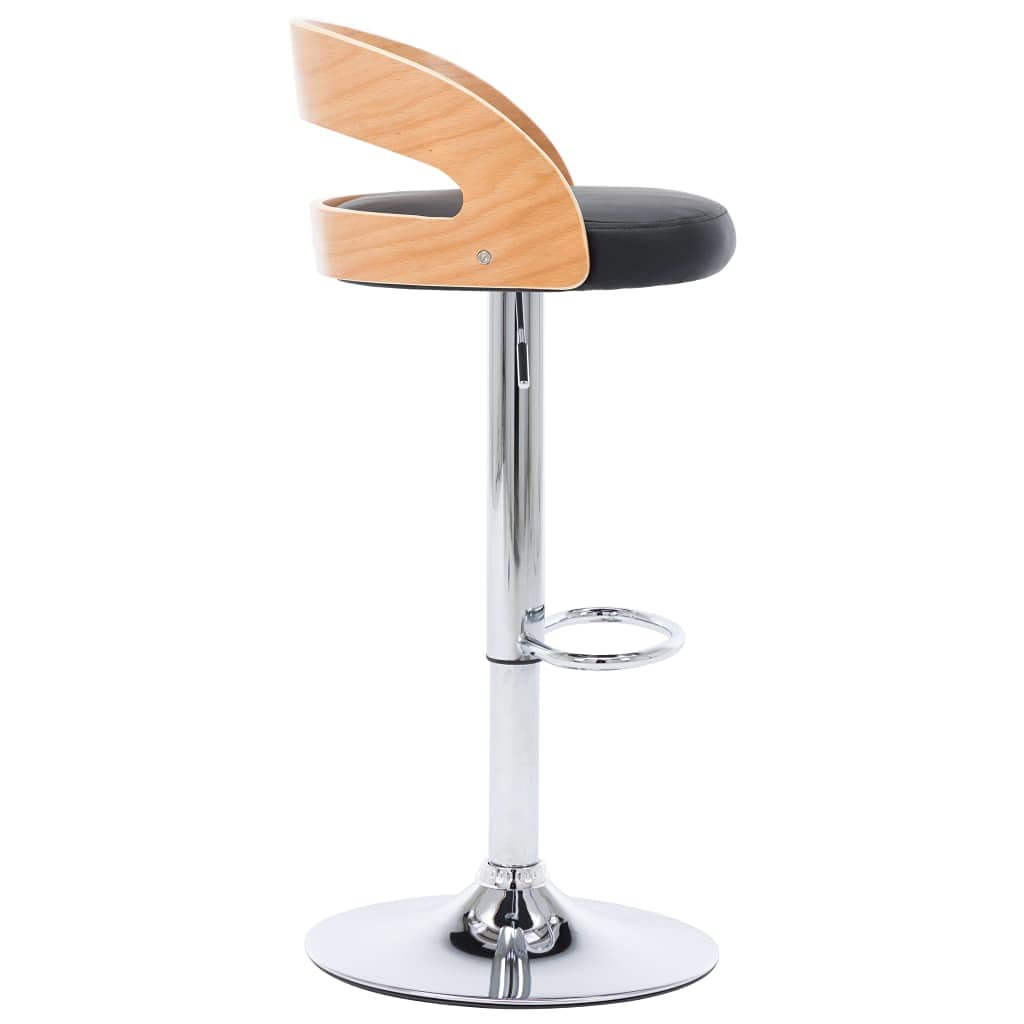 vidaXL 2X Sedie da Bar Moderne Eleganti Imbottite Morbide con Poggiapiedi Regolabili Sgabelli Alti Pub Cucina Neri in Similpelle e Legno Curvato