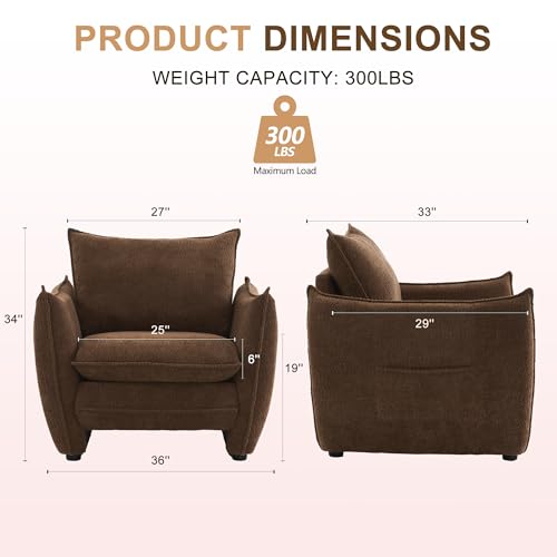 Sillón Plegable Tela Chenille Marrón Claro miniatura 2
