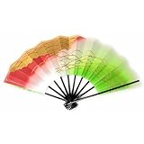 舞扇子 赤・黄緑ボカシに露芝柄 黒塗 9寸5分 ≪日本製≫京扇子 お稽古、舞台に最適