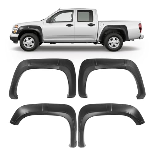 BALOCEO 4 Set Fender Flares Compatible with 2004-2012 Chevy Chevrolet Colorado GMC Canyon, Extension Style 3Pieces Per Fender Flares Plastic(PP) Textured Black