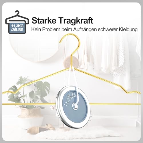 SPECILITE Metall-Kleiderbügel 30 Stück für Mäntel, Hemden, Anzüge, Hosen, robust Starke Drahtbügel, platzsparende, Gold