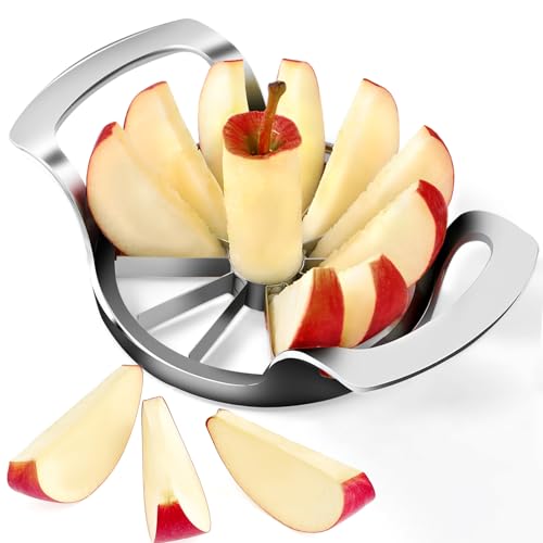 Comparison: Best Apple Slicer And Corer 9 AUBENR 4.72 Inch Extra Large Apple Slicer with 12 Blades - Professional Heavy Duty Apple Cutter -304 Stainless Steel Apple Corer Tool - Sharp Apple Slicer and Corer - Easy to Use - Dishwasher Safe