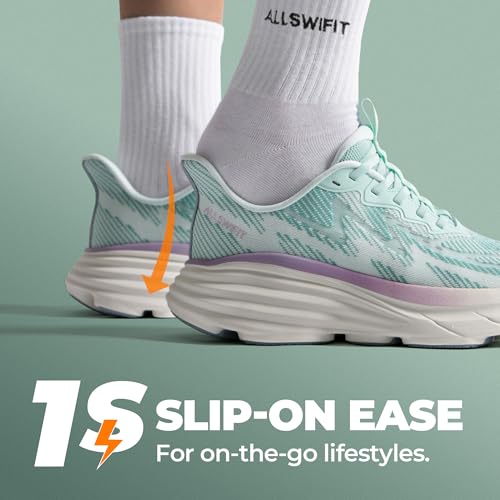 Image of ALLSWIFIT Women's Slip On Walking Shoes Hands-Free Cushion Running Tennis ActiveSolid Non-Slip Comfortable Workout Gym Athletic Fashion Sneakers