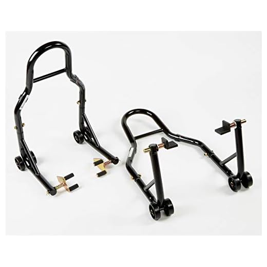 Qtech - Juego de Soporte de Montaje Universal para Motocicleta, Horquilla Delantera y Rueda Trasera