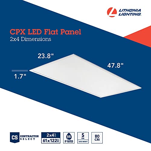 Image of Lithonia Lighting CPX 2x4 LED Flat Panel Light, 2 ft. x 4 ft. LED Light Panel, Ceiling Lighting Fixture for Shop Lighting, 4000 Lumens, 4000K Cool White, Smooth Satin Lens