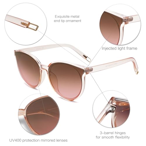 SOJOS Fashion Round Sunglasses for Women Men Oversized Vintage Shades SJ2057