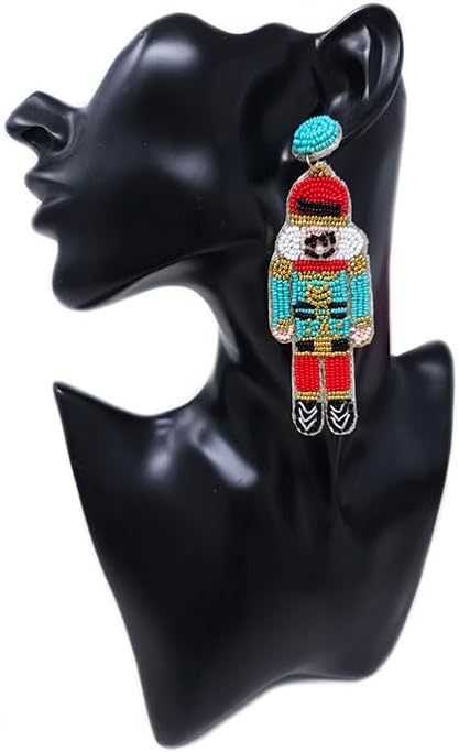 Beaded Nutcracker Post Earrings Handmade Christmas Earrings - Image 2