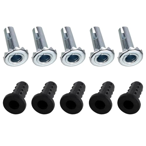 10pcs Caster Socket Sleeve Round Inserts Iron/Plastic Caster Insert Cap Caster Wheel Socket Sleeve Cover for Stem Grip Ring Caster Wooden Furniture Replacements (Zinc+Black)