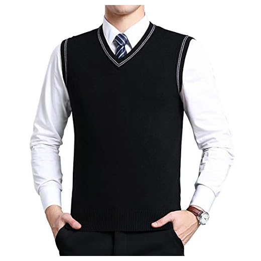 Moren Klassisk herr V-ringad ull ärmlös jumper väst höst vinter varm stickad väst tröja linne toppar, Svart_1679, L