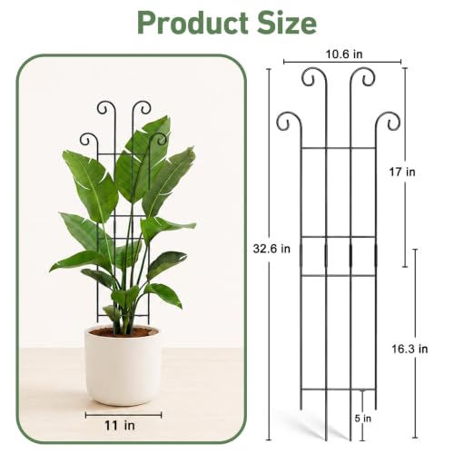 Image of 32.6in Tall Plant Trellis Indoor, Metal Garden Trellis for Climbing Plants, Expandable Trellis for Potted Plants for Ivy Pothos Hoya Monstera, 4 Pack