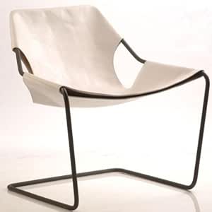 Paulistano armchair, white leather, black iron frame