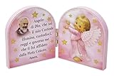 Stampa laser su legno MDF. KUSTOM ART Santino Dittico Soprammobile Ornamentale Richiudibile Padre Pio Preghiera Angelo Stampa su Legno Colore Rosa